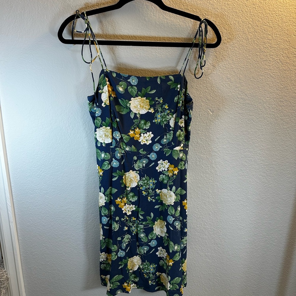 Old Navy Blue and Yellow Slip Midi Dress